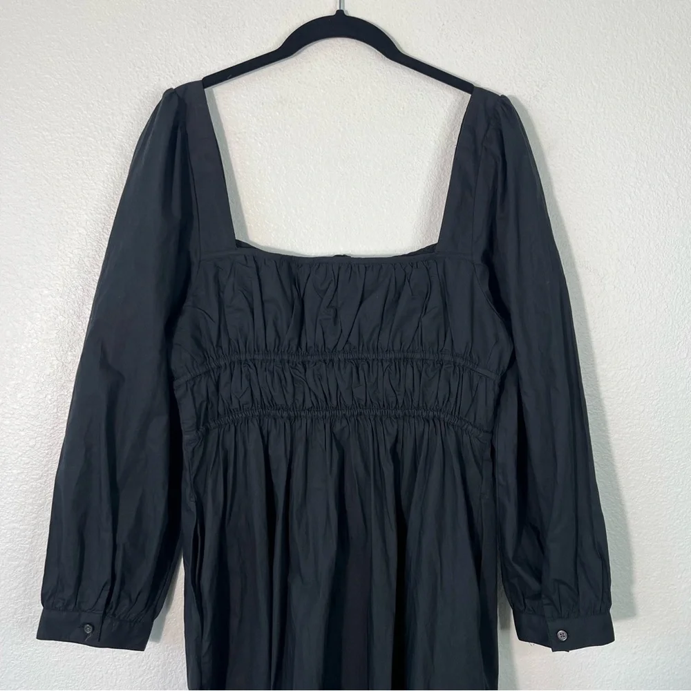 J. Crew Cinched-Waist Cotton Poplin Dress Whimsigoth Black Size 10